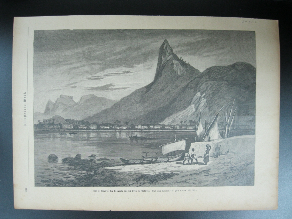 Praya y bahia de Botafogo en  Rio de Janeiro (Brasil).1875